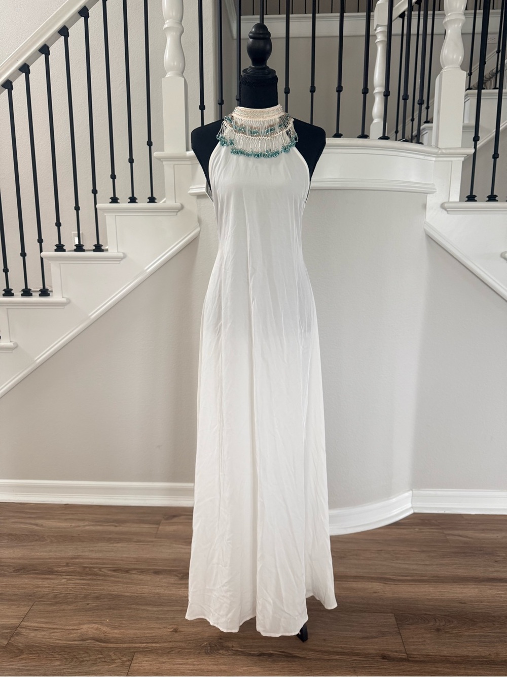 🦋$525 NWT My Beachy Side Beaded Fringe Halter Maxi Small